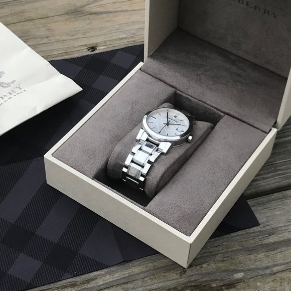 Burberry Accessories - Burberry Watch Swiss Made Silver Tone Analog Date